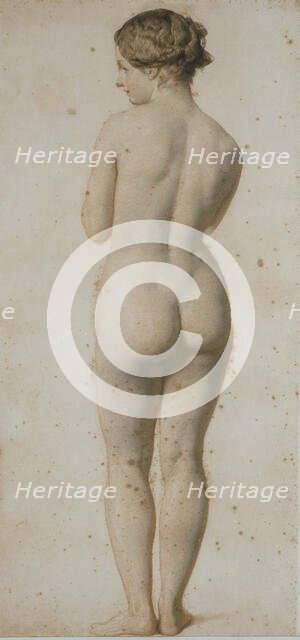 Standing female nude viewed from the back, (1850s?). Creator: William Mulready.