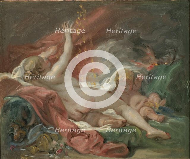 Danaë and the Shower of Gold. Study, mid-late 18th century. Creator: Francois Boucher.