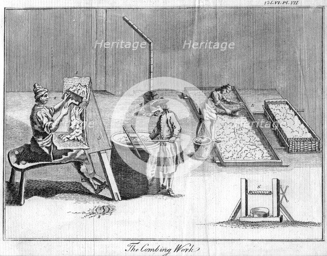'The Combing Work', c1750(?). Artist: Unknown