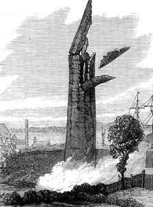 Demolition by gun-cotton of a chimney at North Fleet, 1873. Creator: Unknown.