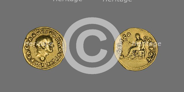 Aureus (Coin) Portraying Emperor Vespasian, 70. Creator: Unknown.