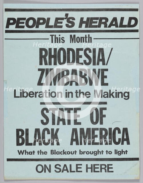 Flyer advertising the September 1977 issue of The People's Herald, 1977. Creator: Unknown.