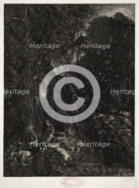 Holy Family with Deer, 1871. Creator: Rodolphe Bresdin (French, 1822-1885).