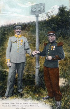 Two brothers at the French/German frontier, 20th century. Artist: Unknown