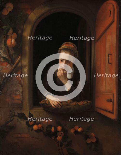 Girl at a Window, known as 'The Daydreamer', 1650-1660. Creator: Nicolaes Maes.