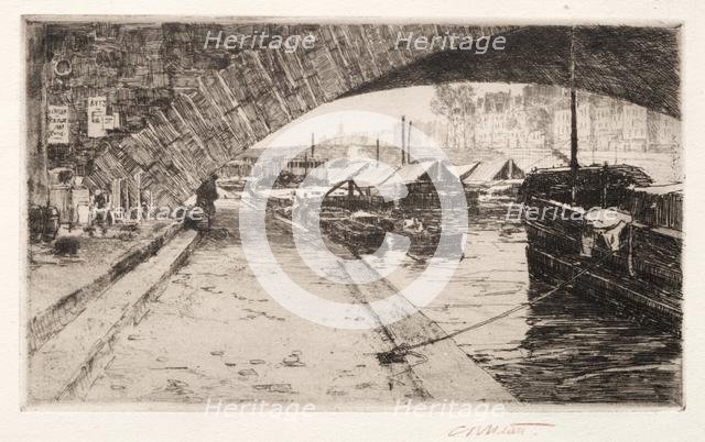 Under the Pont Marie, Paris, 1887. Creator: Charles Adams Platt (American, 1861-1933).