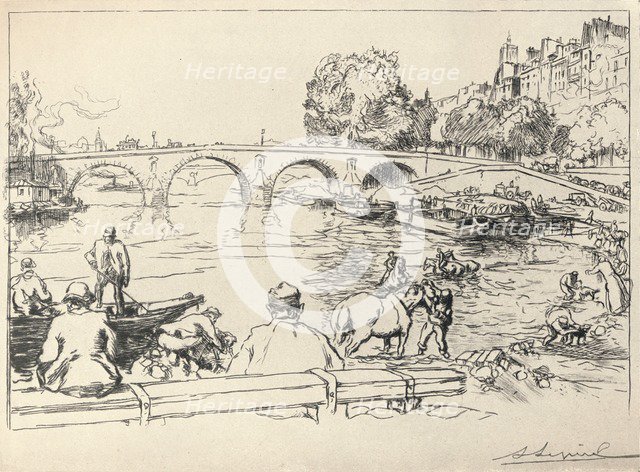 'The Watering Place at the Pont Marie', 1915. Artist: Auguste Lepere.