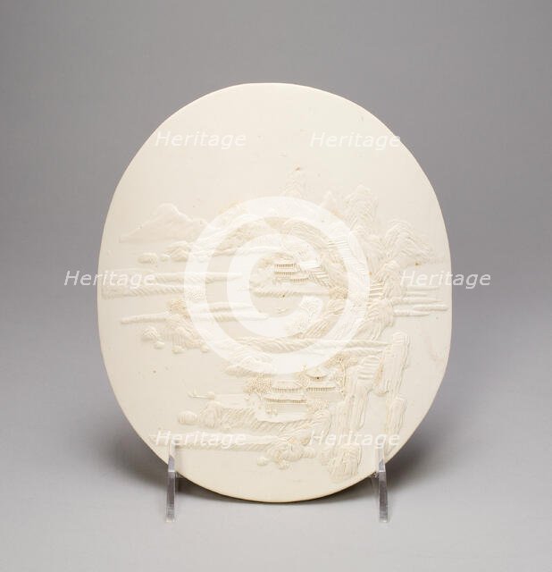 Oval Plaque with Landscape, Qing dynasty (1644-1911), 18th century. Creator: Unknown.