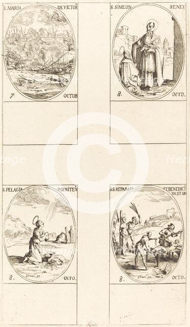 St. Mary of Victory; St. Simeon, Prophet; St. Pelagia; Sts. Reparata and Benedicta. Creator: Jacques Callot.