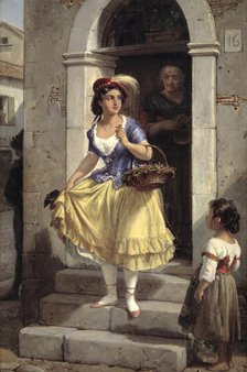 An Italian Woman in the Way to the Carnival, 1835-1873. Creator: Wilhelm Marstrand.
