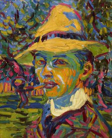 Self-Portrait with a Pipe, 1907. Creator: Kirchner, Ernst Ludwig (1880-1938).