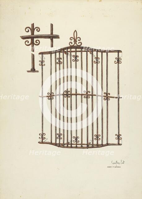 Iron Grille at Window: Restoration Drawing, 1936. Creators: Geoffrey Holt, Harry Mann Waddell.