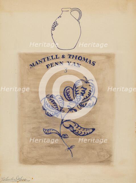 Jug, c. 1936. Creator: Yolande Delasser.