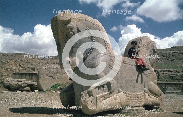 Protome of a double horse, the Apadana, Persepolis, Iran