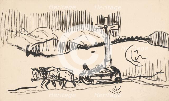 On the sledge, 1925-1935. Creator: Arnold Peter Weisz-Kubincan.