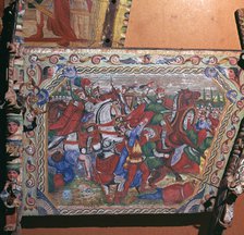 Depiction of the battle of Capua in 1501 on a painted cart, 16th century. Artist: Unknown