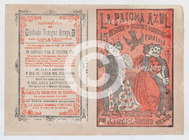 Cover for 'La Paloma Azul : Coleccion de Canciones Modernas Para 1901', two couples da..., ca. 1901. Creator: José Guadalupe Posada.