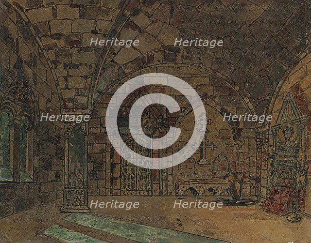 Stage design for the opera The Demon by A. Rubinstein, c1902.