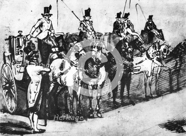 'Waiting Carriages', 19th century, (1930). Artist: Constantin Guys