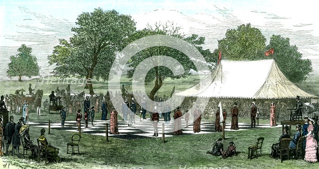 'A Game at Chess with Living Pieces', 1882. Artist: Unknown