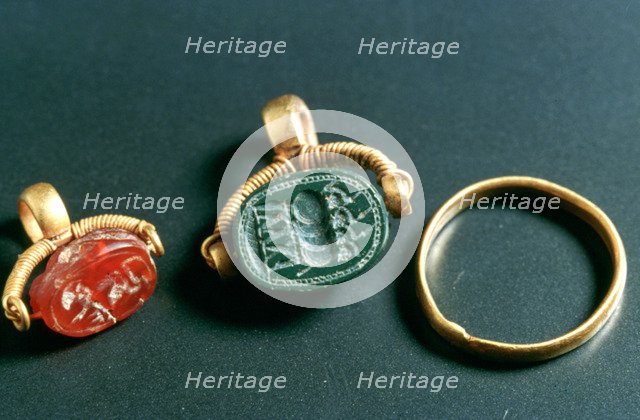 Rings with Inscription, Jewelery, Tunisia, c3rd-4th Century. Artist: Unknown