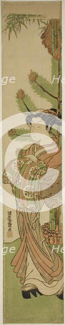 Courtesan in Front of New Year's Decoration of Pine and Bamboo, c. early 1770s. Creator: Isoda Koryusai.