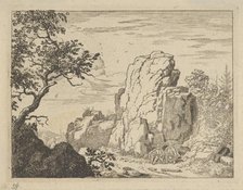 Two Men Seated at the Foot of a High Rock, 17th century. Creator: Allart van Everdingen.