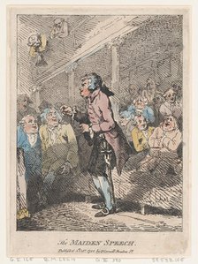 The Maiden Speech, October 5, 1785., October 5, 1785. Creator: Thomas Rowlandson.