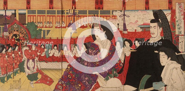 Bugaku Performance at the Imperial Palace during Hinamatsuri, 19th century. Creator: Tsukioka Yoshitoshi.
