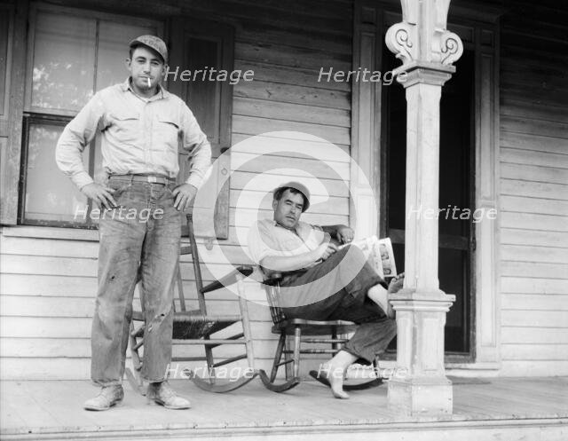 Father and son, idle American workman, near Bridgton, New Jersey, 1936. Creator: Dorothea Lange.