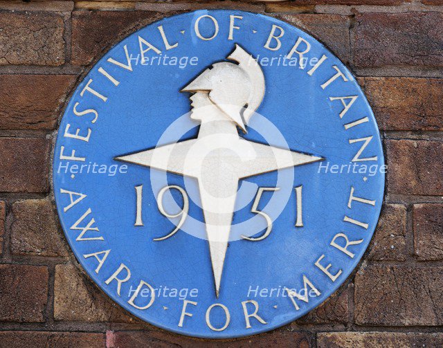 Festival of Britain plaque, White City Tube Station, Wood Lane, Shepherd's Bush, London, 2010. Artist: James O Davies.