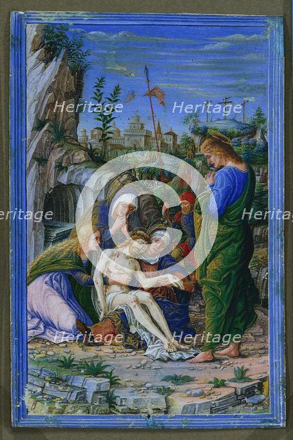 Single Leaf from a Book of Hours: Pieta, c. 1475-1485. Creator: Francesco dai Libri (Italian, c. 1506), attributed to.