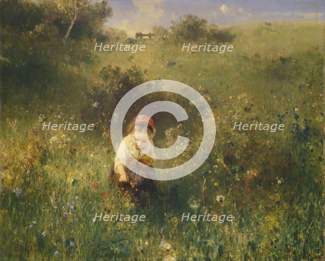 Girl in a Field, 1857. Creator: Knaus, Ludwig (1829-1910).
