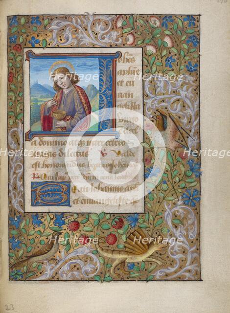 Initial J: Saint John the Evangelist; Book of Hours, about 1480-1490. Creator: Georges Trubert.