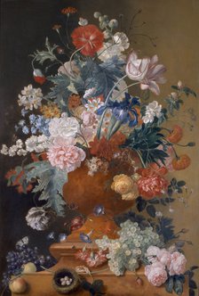 'Flowers in a Terracotta Vase', 18th century. Artist: Unknown.