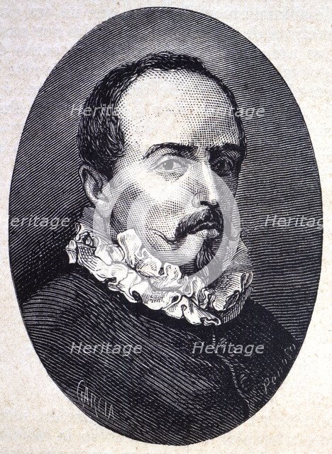 Juan Ruiz de Alarcon y Mendoza (1581-1639), Spanish dramatist, engraving 1878.