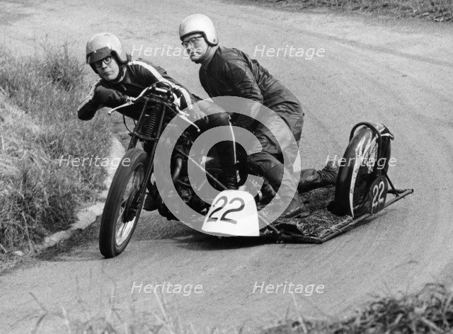 H Wilderspin taking part in the Gurston Hill Climb, on a 1936 Matchless bike, 1971. Artist: Unknown