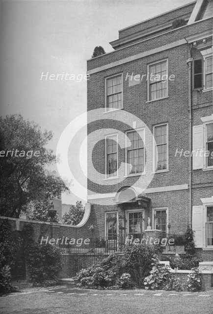 East front with terrace and garden gate, house of Mrs WK Vanderbilt, New York City, 1924. Artist: Unknown.