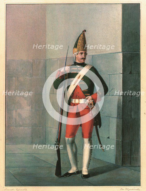 Grenadier of the Izmailovsky Regiment in 1762, End 1830s. Artist: Chorikov, Boris Artemyevich (1802-1866)