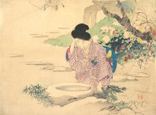 Woman in a garden, late 19th-early 20th century. Creator: Kajita Hanko.