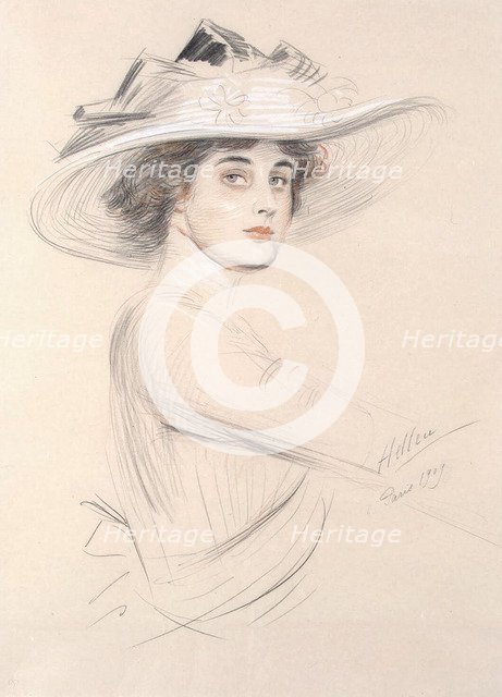 Portrait of a Woman, 1909.  Creator: Helleu, Paul César (1859-1927).