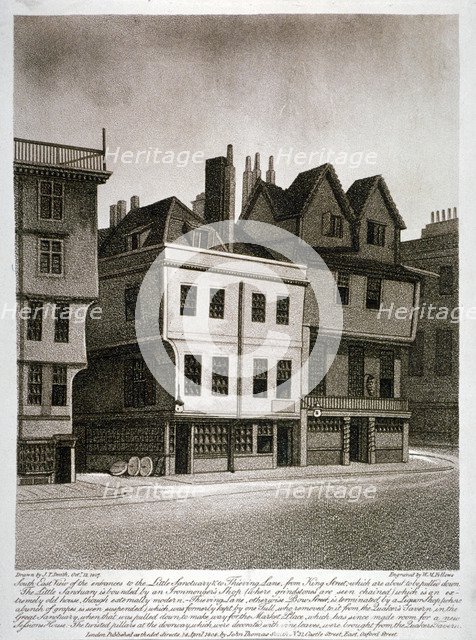 Entrances to Little Sanctuary and Thieving Lane, Westminster, London, 1807. Artist: William Fellows