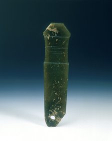 Dark green jade handle, Shang dynasty, Erligang phase, China, c1600-c1400 BC. Artist: Unknown