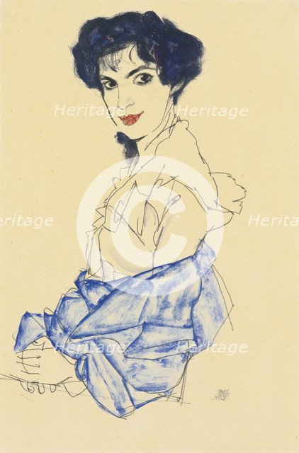 Portrait of Elisabeth Lederer, Seated with Hands Folded, 1913. Artist: Schiele, Egon (1890-1918)