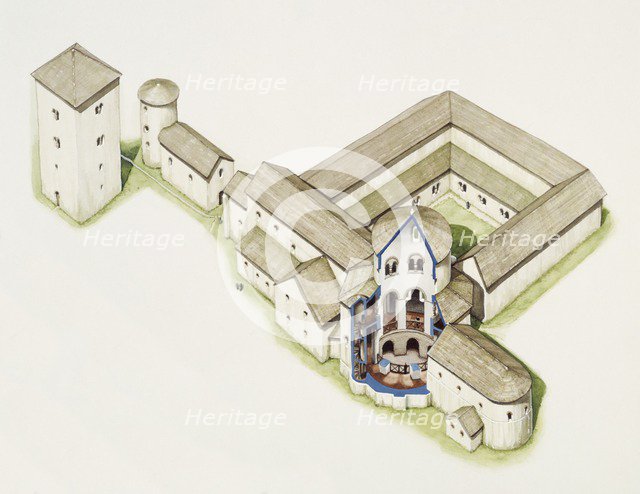 Late Saxon church, St Augustine's Abbey, Canterbury, Kent, late 20th or early 21st century. Artist: Peter Urmston.