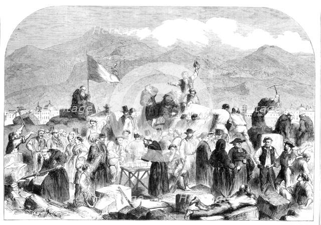 The Revolution in Sicily - the Sicilians demolishing the Fort of Castellamare at Palermo..., 1860. Creator: Unknown.