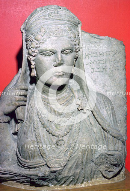 Limestone bust of Aqmat, daughter of Hagago, Palmyra, Syria, c100-c150. Artist: Unknown