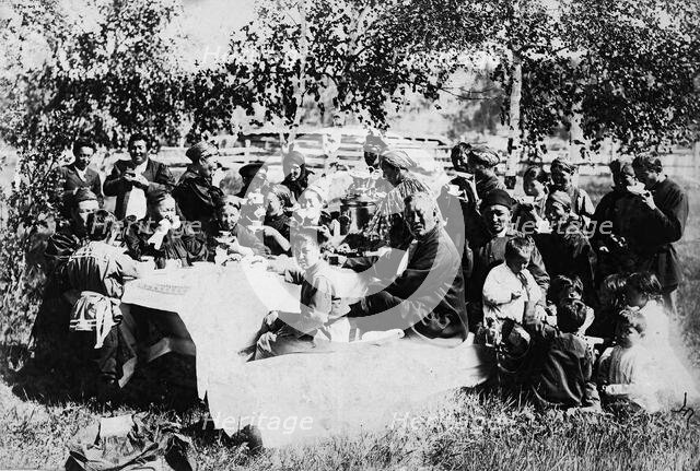 Family tea party, late 19th cent - early 20th cent. Creator: I Popov.