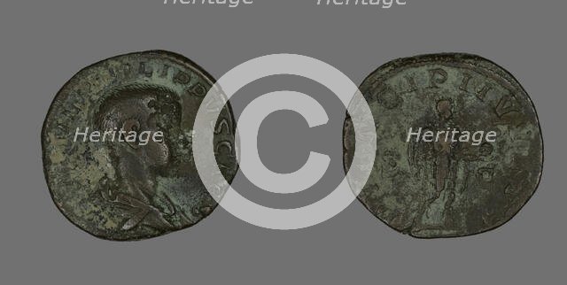 Sestertius (Coin) Portraying King Philip II, 244-246. Creator: Unknown.