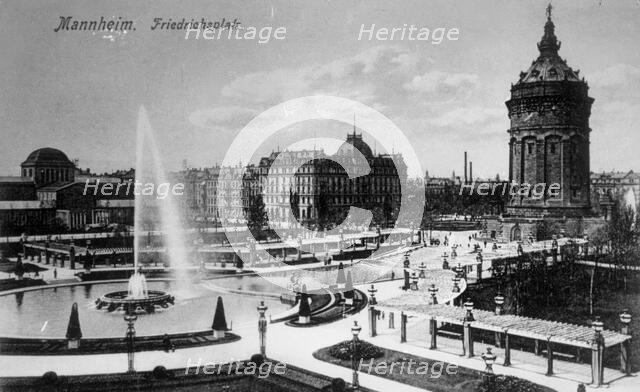 Mannheim Friedrichsplatz - buildings & fountain. Creator: Unknown.